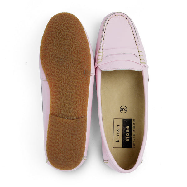 Leather Moccasin Soft Milky Pink - Assembly Artisans Co.,Ltd.