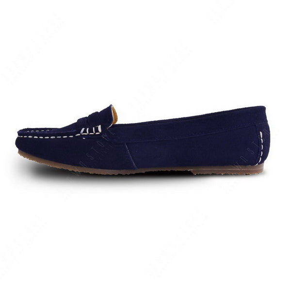 Penny Leather Moccasin Suede Navy Blue - Assembly Artisans Co.,Ltd.