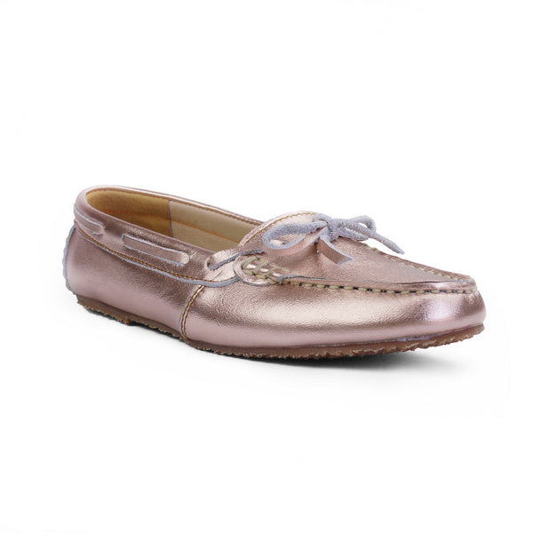 Gorgeous Girl Lace Leather Moccasin Rose Gold - Assembly Artisans Co.,Ltd.
