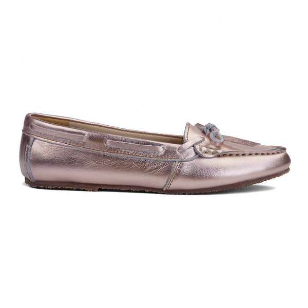 Gorgeous Girl Lace Leather Moccasin Rose Gold - Assembly Artisans Co.,Ltd.