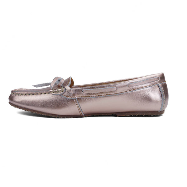 Gorgeous Girl Lace Leather Moccasin Rose Gold - Assembly Artisans Co.,Ltd.