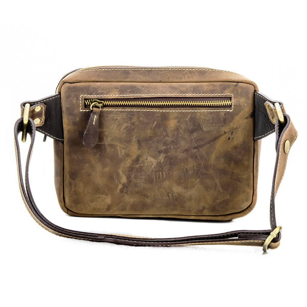 Brown Stone Vintage Leather Chest Bag Dark Nubuck - Assembly Artisans Co.,Ltd.