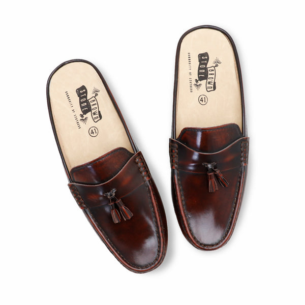 Mazio Mule European Brush Off Burgundy - Assembly Artisans Co.,Ltd.