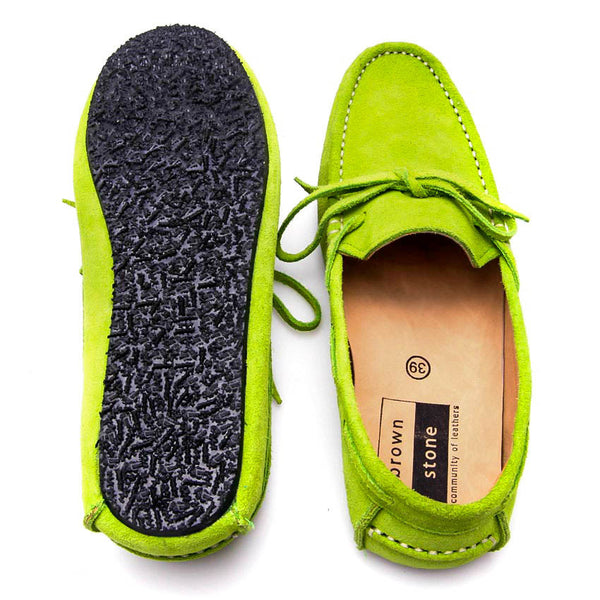 Casualist Lace Leather Loafer Suede Lemon Green - Assembly Artisans Co.,Ltd.
