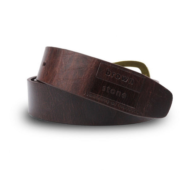 Full Grain Genuine Leather Belt - Milano Dark Brown Narrow Belt Solid Brass Horseshoe Buckle - Assembly Artisans Co.,Ltd.