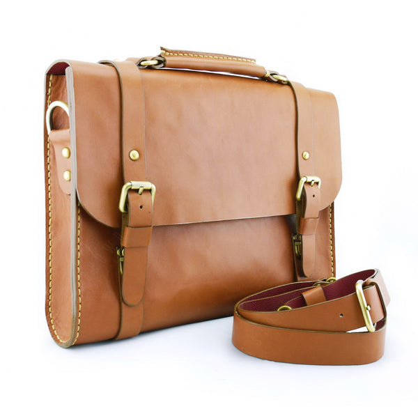 Brown Stone Leather Japanese Business Bag - Assembly Artisans Co.,Ltd.