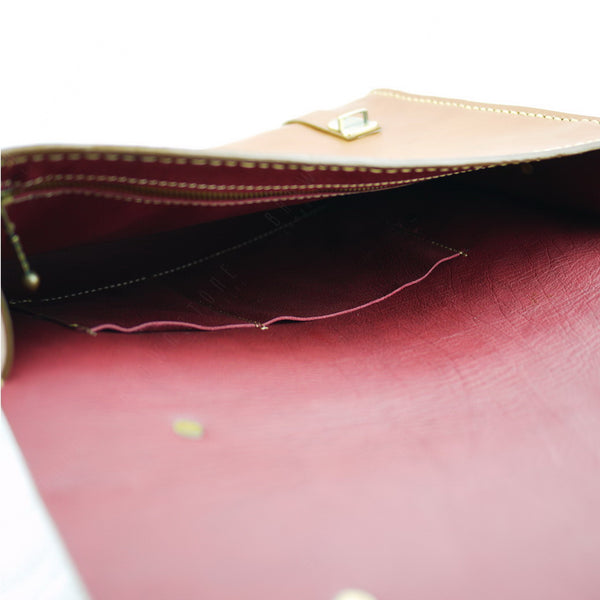 Brown Stone Leather Japanese Business Bag - Assembly Artisans Co.,Ltd.