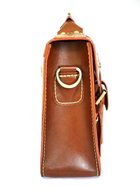 Brown Stone Leather Bag Japanese Large Satchel Natural Beige - Assembly Artisans Co.,Ltd.