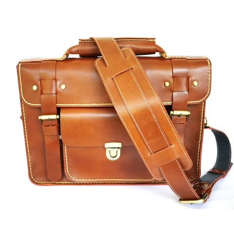 Brown Stone Leather Bag Japanese Large Satchel Natural Beige - Assembly Artisans Co.,Ltd.