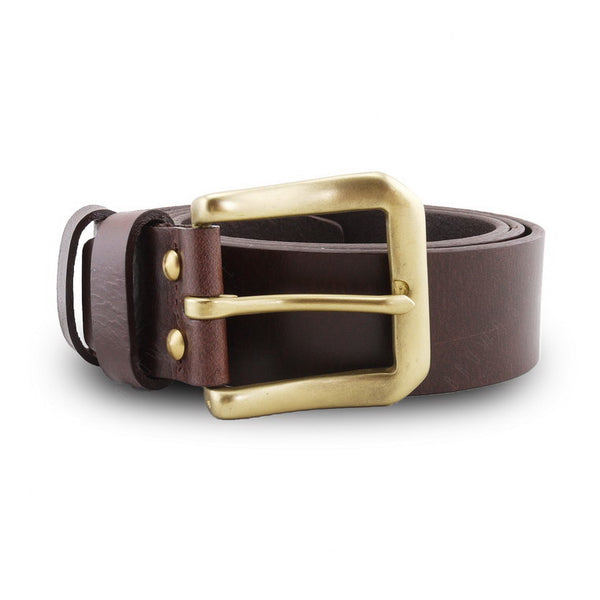 Full Grain Genuine Leather Belt - Milano Dark Brown Solid Brass PAM Buckle - Assembly Artisans Co.,Ltd.