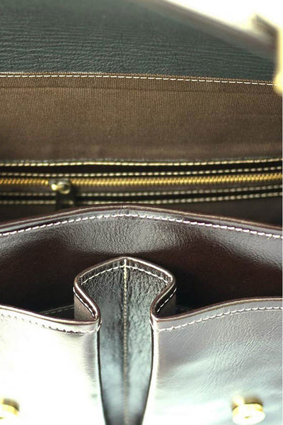 Brown Stone Leather Bag Flexi Satchel Dark - Brown - Assembly Artisans Co.,Ltd.