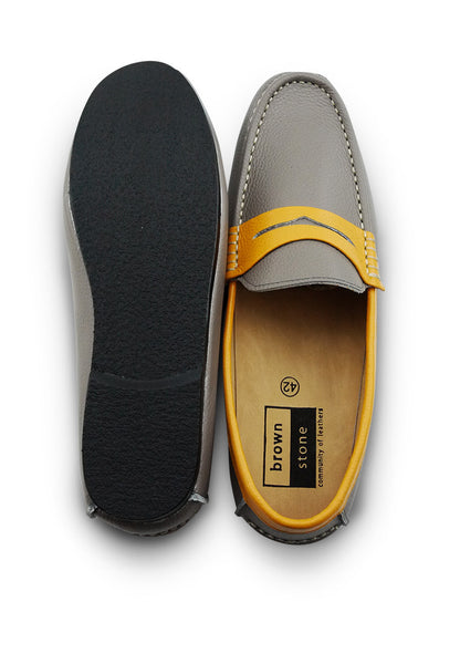 Bicolor Leather Loafer Stone Mustard - Assembly Artisans Co.,Ltd.
