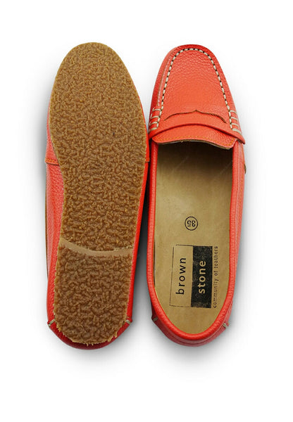 Leather Moccasin Wrinkle Soft Coral Orange - Assembly Artisans Co.,Ltd.