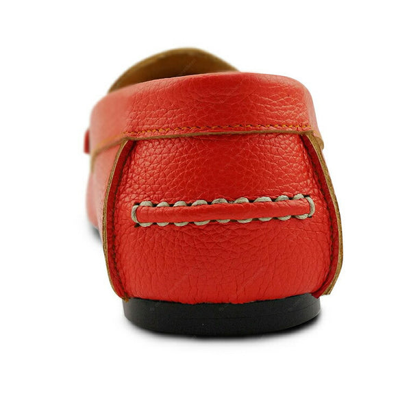 Penny Loafer Wrinkle Soft Leather Coral Orange - Assembly Artisans Co.,Ltd.