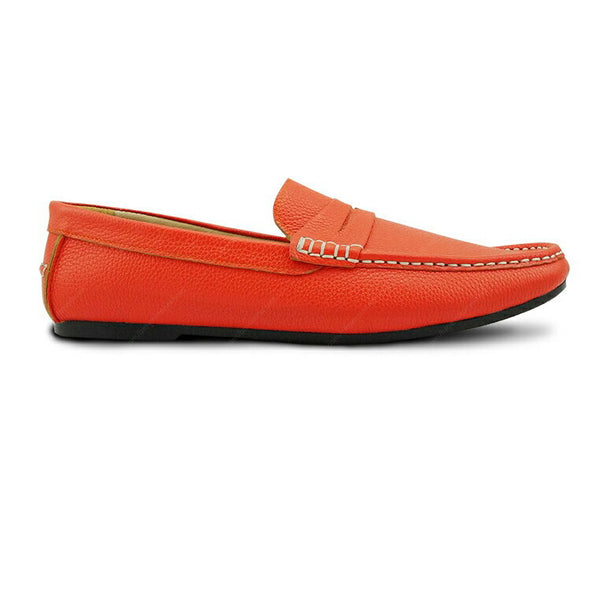 Penny Loafer Wrinkle Soft Leather Coral Orange - Assembly Artisans Co.,Ltd.