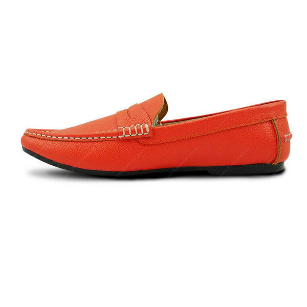 Penny Loafer Wrinkle Soft Leather Coral Orange - Assembly Artisans Co.,Ltd.