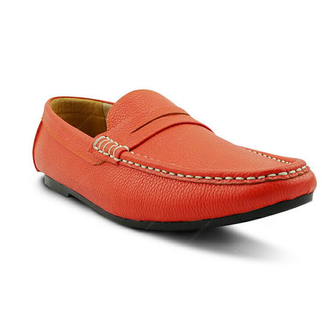 Penny Loafer Wrinkle Soft Leather Coral Orange - Assembly Artisans Co.,Ltd.