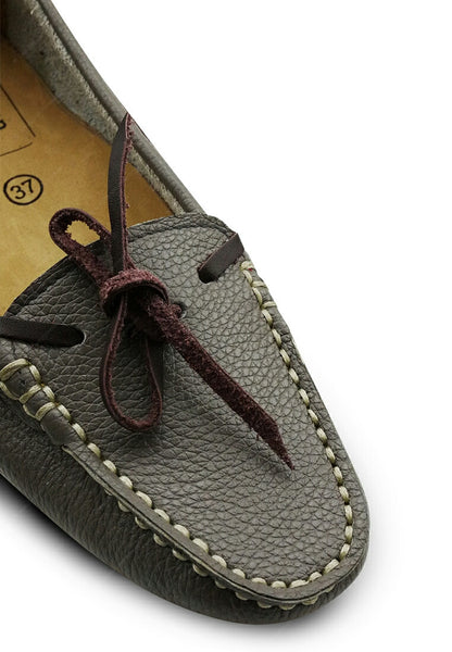 Leather Lace Moccasin Wrinkle Soft Stone Grey - Assembly Artisans Co.,Ltd.