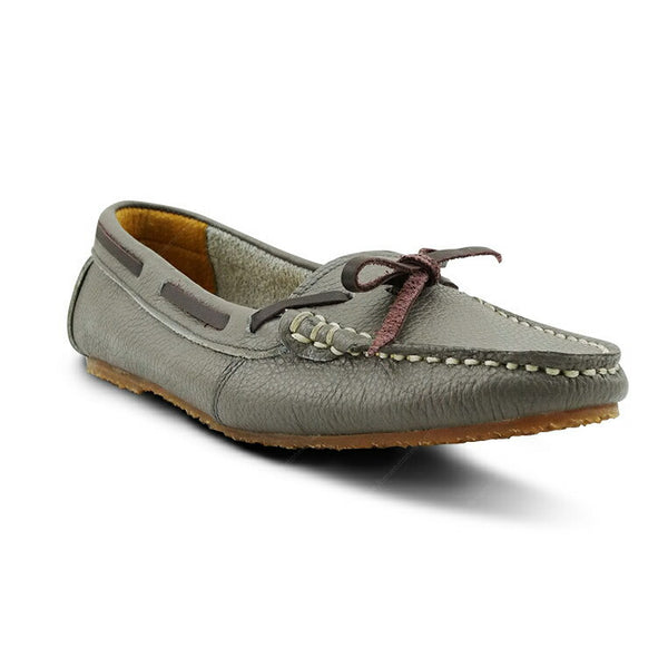Leather Lace Moccasin Wrinkle Soft Stone Grey - Assembly Artisans Co.,Ltd.