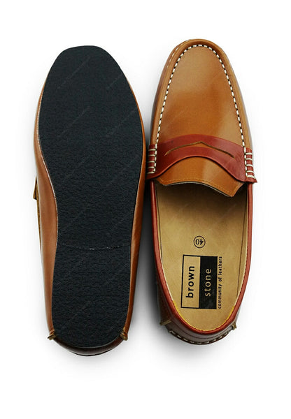 Bicolor Leather Loafer Beige and Tan - Assembly Artisans Co.,Ltd.