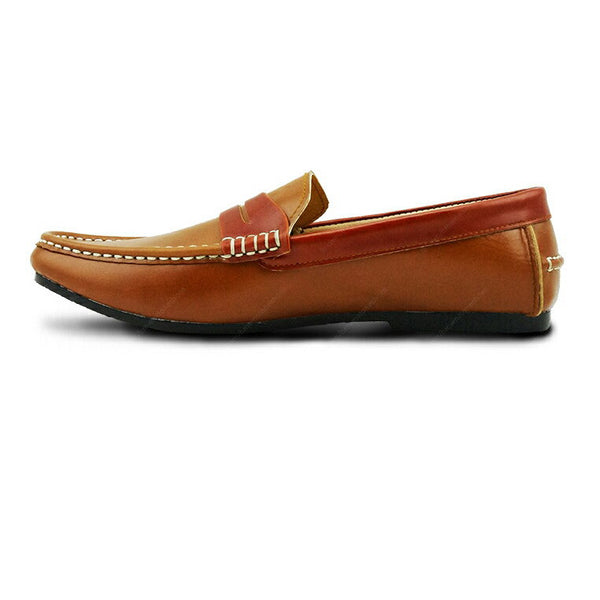 Bicolor Leather Loafer Beige and Tan - Assembly Artisans Co.,Ltd.