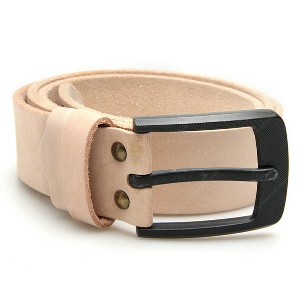 Full Grain Genuine Leather Belt Cowhide (Black Rugged Buckle) - Assembly Artisans Co.,Ltd.