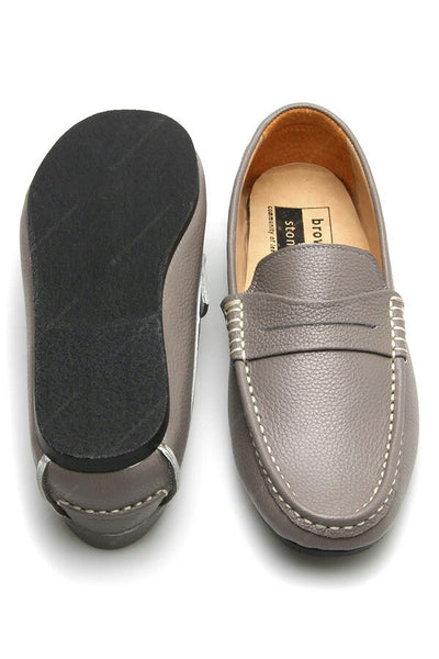Penny Loafer Wrinkle Soft Leather Stone Grey - Assembly Artisans Co.,Ltd.
