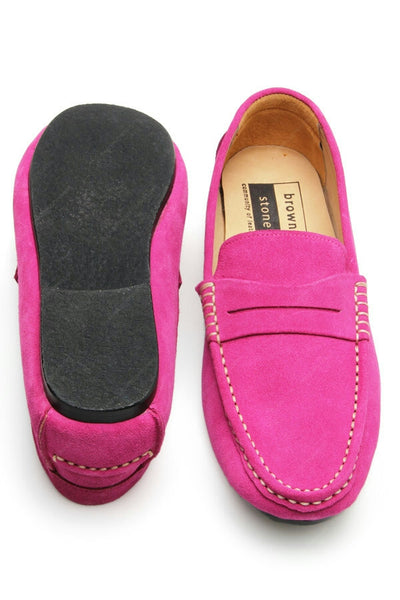Penny Leather Loafer Suede Shocking Pink - Assembly Artisans Co.,Ltd.