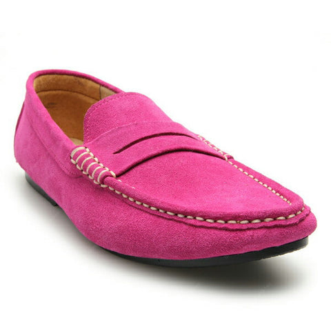 Penny Leather Loafer Suede Shocking Pink - Assembly Artisans Co.,Ltd.