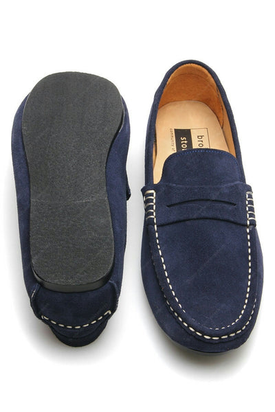 Penny Leather Loafer Suede Navy - Assembly Artisans Co.,Ltd.