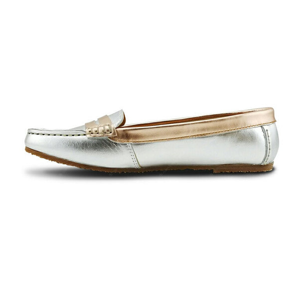 Gorgeous Girl Leather Moccasin Liquid Silver and Rose Gold - Assembly Artisans Co.,Ltd.