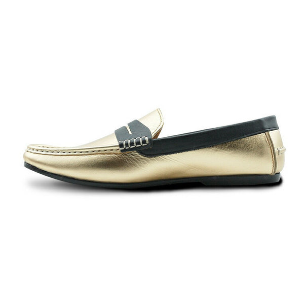 Bicolor Leather Loafer Gold and Black - Assembly Artisans Co.,Ltd.