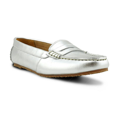 Gorgeous Girl Leather Moccasin Liquid Silver - Assembly Artisans Co.,Ltd.