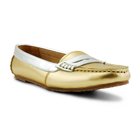 Gorgeous Girl Leather Moccasin Stardust Gold and Liquid Silver - Assembly Artisans Co.,Ltd.