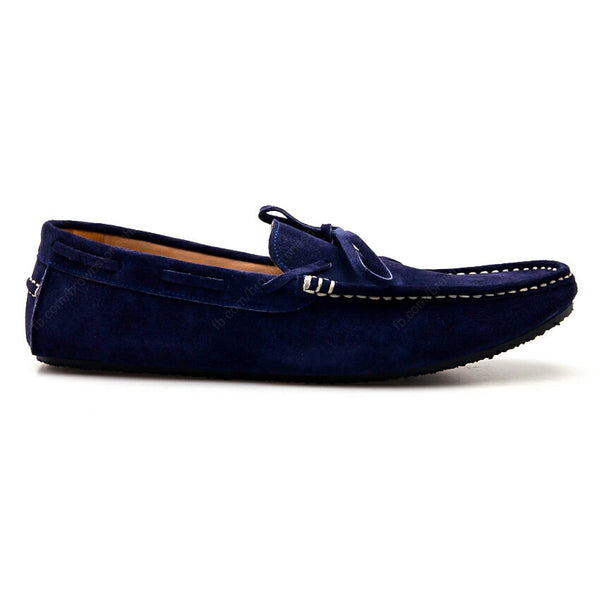 Casualist Lace Leather Loafer Suede Navy Blue - Assembly Artisans Co.,Ltd.