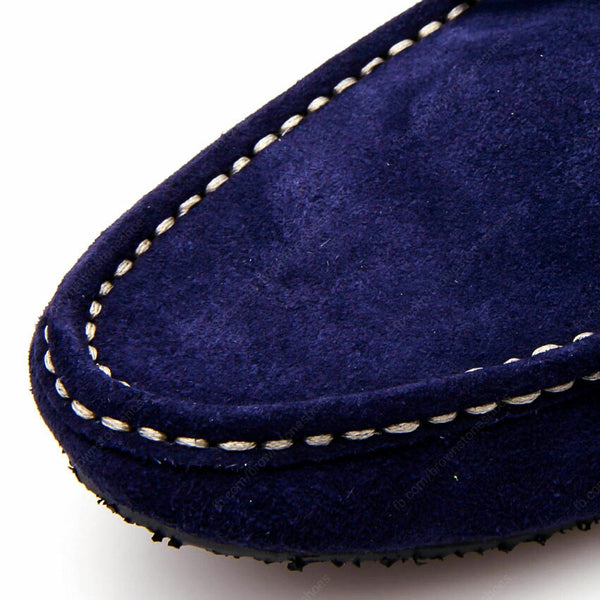 Casualist Lace Leather Loafer Suede Navy Blue - Assembly Artisans Co.,Ltd.