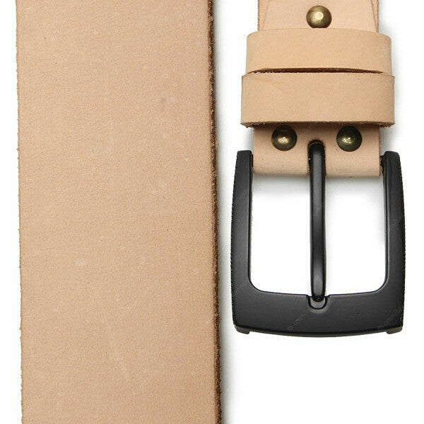 Full Grain Genuine Leather Belt Cowhide (Black Egde Rugged Buckle) - Assembly Artisans Co.,Ltd.