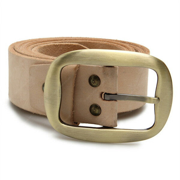 Full Grain Genuine Leather Belt Cowhide (Brass Oval Buckle) - Assembly Artisans Co.,Ltd.