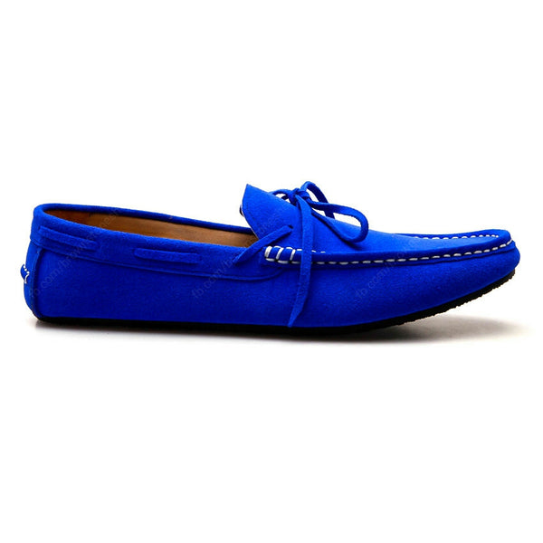 Casualist Lace Leather Loafer Suede Neon Blue - Assembly Artisans Co.,Ltd.