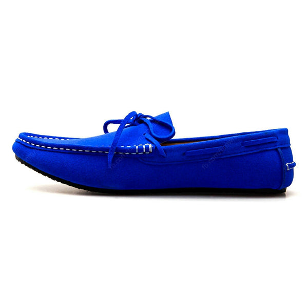 Casualist Lace Leather Loafer Suede Neon Blue - Assembly Artisans Co.,Ltd.