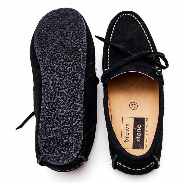 Casualist Lace Leather Loafer Suede Black - Assembly Artisans Co.,Ltd.