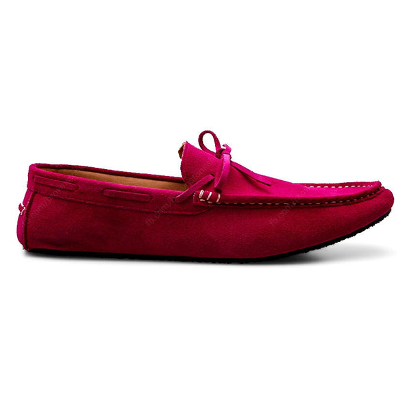 Casualist Lace Leather Loafer Suede Shocking Pink - Assembly Artisans Co.,Ltd.