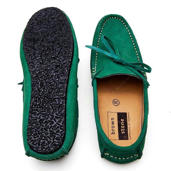 Casualist Lace Leather Loafer Suede Duck Head Green - Assembly Artisans Co.,Ltd.
