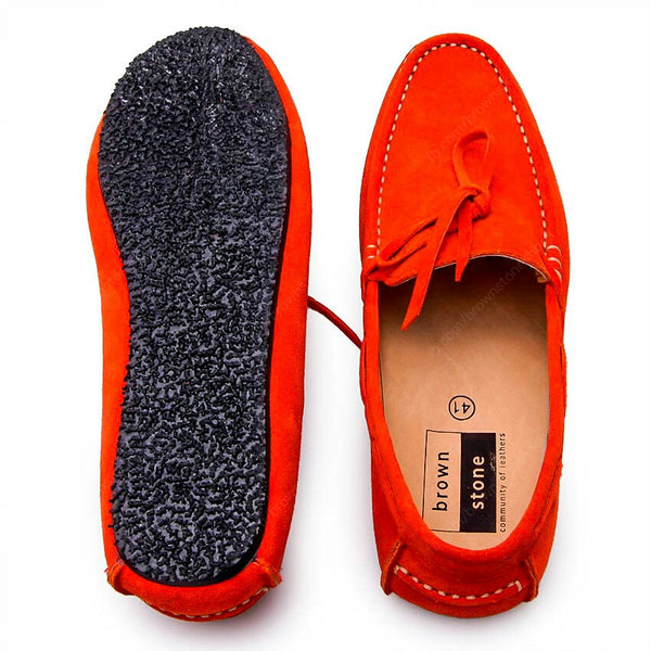 Casualist Lace Leather Loafer Suede Squeeze Orange - Assembly Artisans Co.,Ltd.