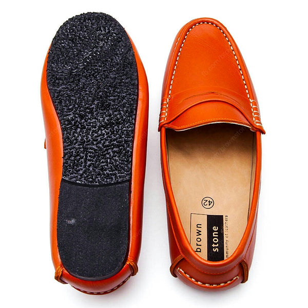 Penny Leather Loafer Soft Squeeze Orange - Assembly Artisans Co.,Ltd.