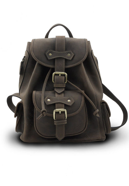 Brown Stone Girl Boston Backpack Dark Nubuck - Assembly Artisans Co.,Ltd.
