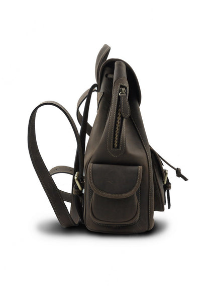 Brown Stone Girl Boston Backpack Dark Nubuck - Assembly Artisans Co.,Ltd.