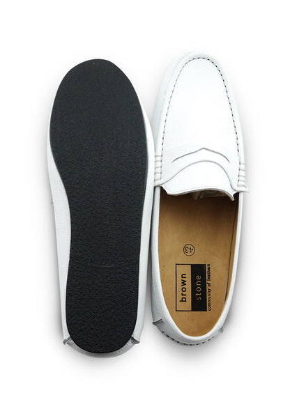 Penny Loafer Wrinkle Soft Leather Marble White - Assembly Artisans Co.,Ltd.