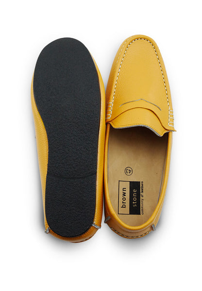 Penny Loafer Wrinkle Soft Leather Mustard Yellow - Assembly Artisans Co.,Ltd.