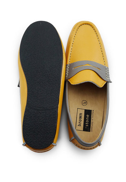 Bicolor Leather Loafer Mustard Stone - Assembly Artisans Co.,Ltd.